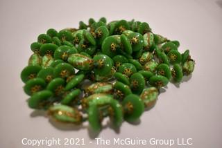 Vintage Murano Hand Made Opera Length Green Art Glass Bead Necklace.  