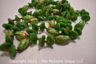 Vintage Murano Hand Made Opera Length Green Art Glass Bead Necklace.  