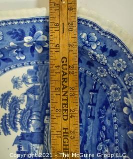 Antique Copeland Spode Blue Tower Blue & White Transferware Porcelain China Oval Serving Platter. 17" L
Tower Blue (No #, Older, Gadroon)
by SPODE