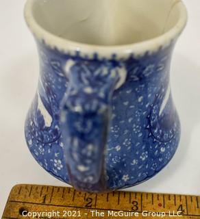 Antique Baltimore And Ohio Railroad Lamberton Blue & White Transferware Porcelain China Creamer or Pitcher. Measures 5" x 4" x 4"