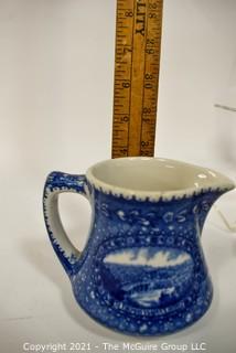 Antique Baltimore And Ohio Railroad Lamberton Blue & White Transferware Porcelain China Creamer or Pitcher. Measures 5" x 4" x 4"