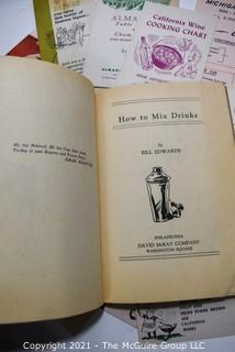 Vintage Mixologist Collection.  Includes a 1936 copy of Bill Edwards "How to Mix Drinks", Cocktail Shaker, Set of ThermoCup Camping or Bar Cups and Advertising Cocktail Recipes Pamphlets. 