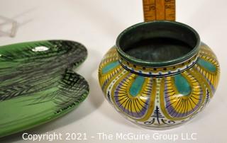 Group of Ceramic Pottery Items.  Includes Moroccan Pierced Tile and a Gouda Clareth Holland bowl. 