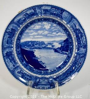 Antique Baltimore And Ohio Railroad Lamberton Blue & White Transferware Porcelain China Soup or Serving Bowl; 9" x 2"deep