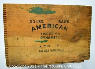 "High Exposives -Dangerous" Finger Jointed Wooden Box imprinted with American Cyanimid Company, 30 Rockefeller Plaza, NY, NY 