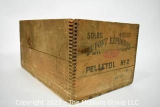 Vintage Dupont Explosive Dynamite Wooden Crate; 18" x 12" x 9".