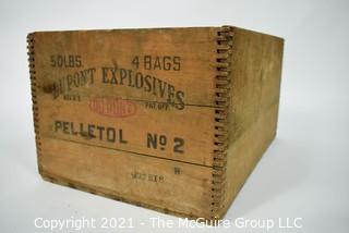 Vintage Dupont Explosive Dynamite Wooden Crate; 18" x 12" x 9".