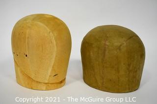 Two (2) Vintage Wood and Paper Mache Hat Forms. 