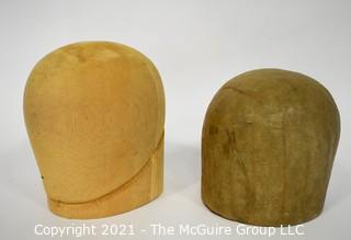 Two (2) Vintage Wood and Paper Mache Hat Forms. 