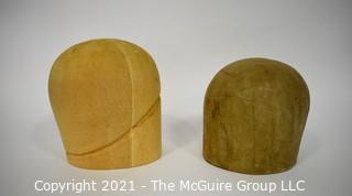 Two (2) Vintage Wood and Paper Mache Hat Forms. 