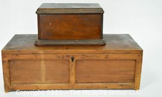 Two (2) Primitive Hand Made Wooden File Boxes.  