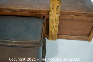 Two (2) Primitive Hand Made Wooden File Boxes.  