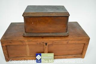 Two (2) Primitive Hand Made Wooden File Boxes.  