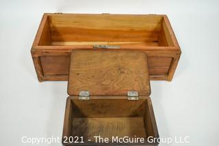 Two (2) Primitive Hand Made Wooden File Boxes.  