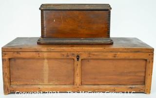 Two (2) Primitive Hand Made Wooden File Boxes.  