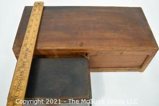 Two (2) Primitive Hand Made Wooden File Boxes.  