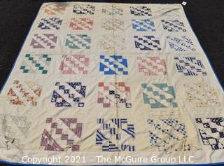 Vintage Hand Made Quilt in the Railroad Block Pattern.  Measures 70" x 80" 