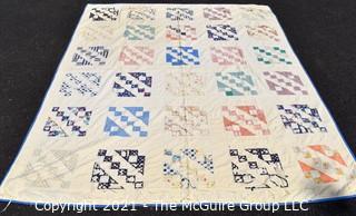 Vintage Hand Made Quilt in the Railroad Block Pattern.  Measures 70" x 80" 