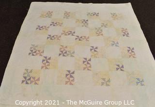 Antique "Pin-Wheel" Pattern Quilt 68" x 71" ; Sarah Rockwell Young Family Heirloom