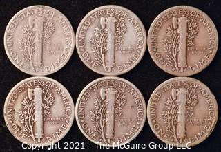 Coin: Six Silver Mercury Head Dimes 1926-1927 (P-D-S)