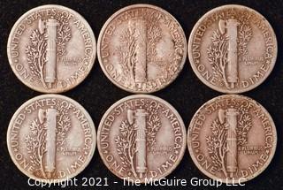 Coin: Six Silver Mercury Head Dimes 1936-1937 (P-D-S)