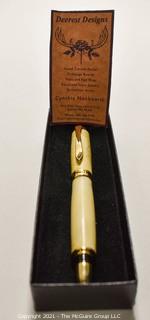 Handcrafted Pen made with Deer Antler in presentation box; German HAUSER bill 707SF refill