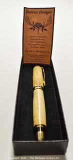 Handcrafted Pen made with Deer Antler in presentation box; German HAUSER bill 707SF refill