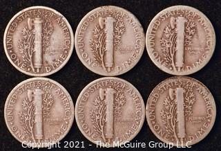 Coin: Six Silver Mercury Head Dimes 1931-1935 (P-D-S)