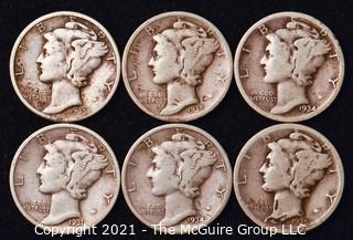 Coin: Six Silver Mercury Head Dimes 1931-1935 (P-D-S)