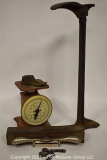 Group of Vintage Tools Including Scale,  Cobblers Irons and Vintage STANLEY No.66 Spoke Shave in Original Box