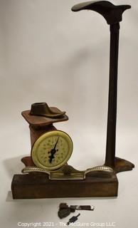 Group of Vintage Tools Including Scale,  Cobblers Irons and Vintage STANLEY No.66 Spoke Shave in Original Box