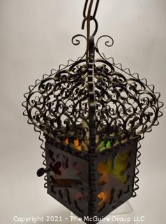 Vintage Metal Scroll-work Outdoor Hanging Lamp