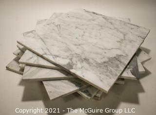 Grouping of 12 White Marble Floor Tile: 12" x 12"