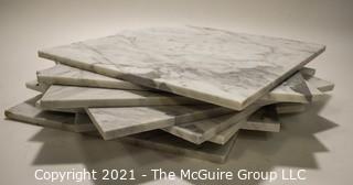 Grouping of 12 White Marble Floor Tile: 12" x 12"