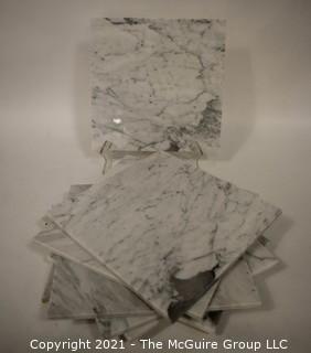 Grouping of 12 White Marble Floor Tile: 12" x 12"