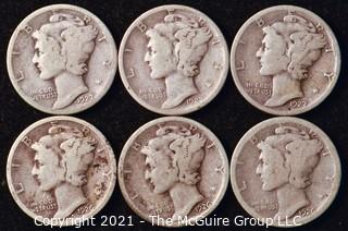 Coin: Six Silver Mercury Head Dimes 1926-1927 (P-D-S)