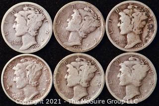 Coin: Six Silver Mercury Head Dimes 1923-1925 (P-S)