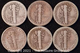 Coin: Six Silver Mercury Head Dimes 1923-1925 (P-S)