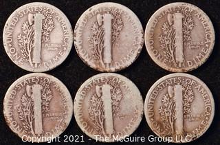 Coin: Six Silver Mercury Head Dimes 1919-1923 (P-D-S)