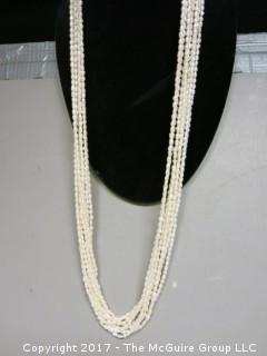 Multi-strand seed pearl necklace 