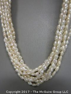 Multi-strand seed pearl necklace 