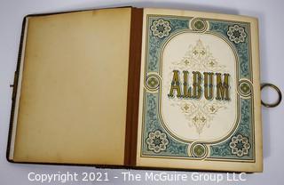 19th C Leatherbound Empty Photo Card Album. Spine Broken.