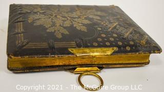 19th C Leatherbound Empty Photo Card Album. Spine Broken.