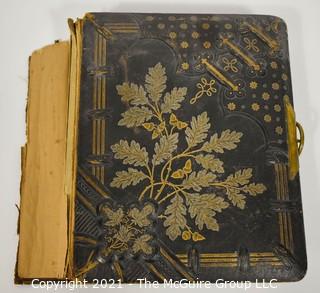 19th C Leatherbound Empty Photo Card Album. Spine Broken.