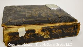 19th C Leatherbound Empty Photo Card Album. Spine Broken.