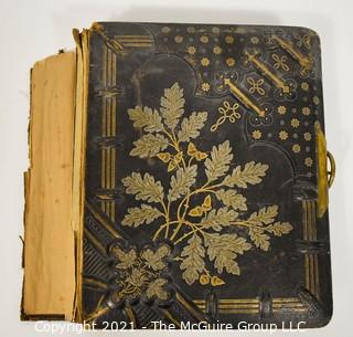 19th C Leatherbound Empty Photo Card Album. Spine Broken.