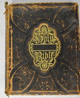 1876 Victorian Leather Bound Large Family Bible. 