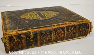 1876 Victorian Leather Bound Large Family Bible. 