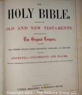 1876 Victorian Leather Bound Large Family Bible. 