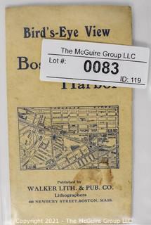 Antique 1897 Birds Eye View Map of the Boston Harbor by George H Walker 